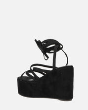 OLLIE - zeppa nera con lacci glitterati