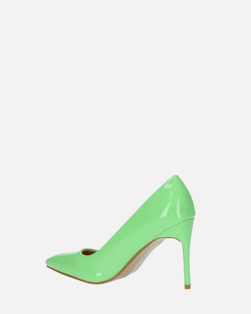 PORSHA - decolette in glassy verde con tacco a spillo