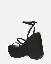 MARIMAR - sandali con zeppa in lycra nero