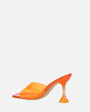 FIAMMA - sandalo con tacco in perspex arancio con suola in PU