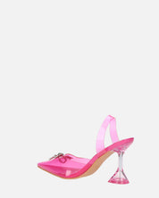 CONSUELO - tacchi in perspex fucsia con decorazioni in punta