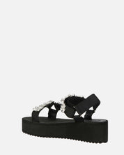 LIZIE - sandalo con plateau in camoscio nero e gemme
