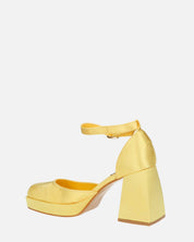 VIDA - scarpe con tacco squadrato in satin giallo