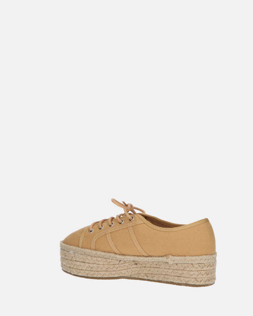 DESTINY - espadrilles à plateforme en dentelle beige
