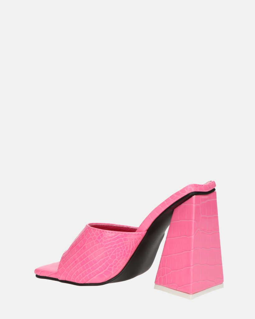 BUKET - sandali con tacco in rosa coccodrillo