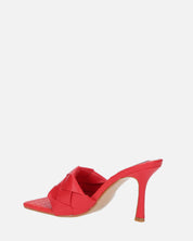 ENRICA - sandalo in pelle rossa intrecciata con tacco