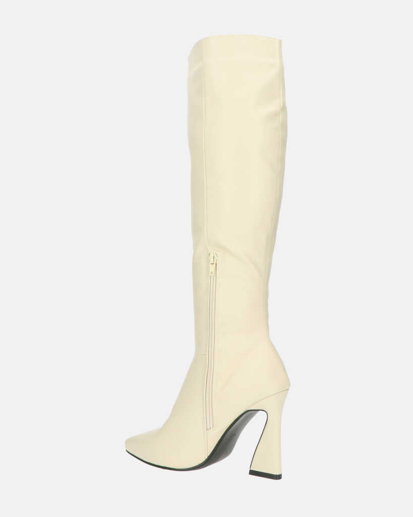 KELLY - stivale alto beige con cerniera laterale