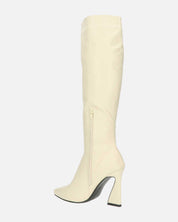 KELLY - stivale alto beige con cerniera laterale
