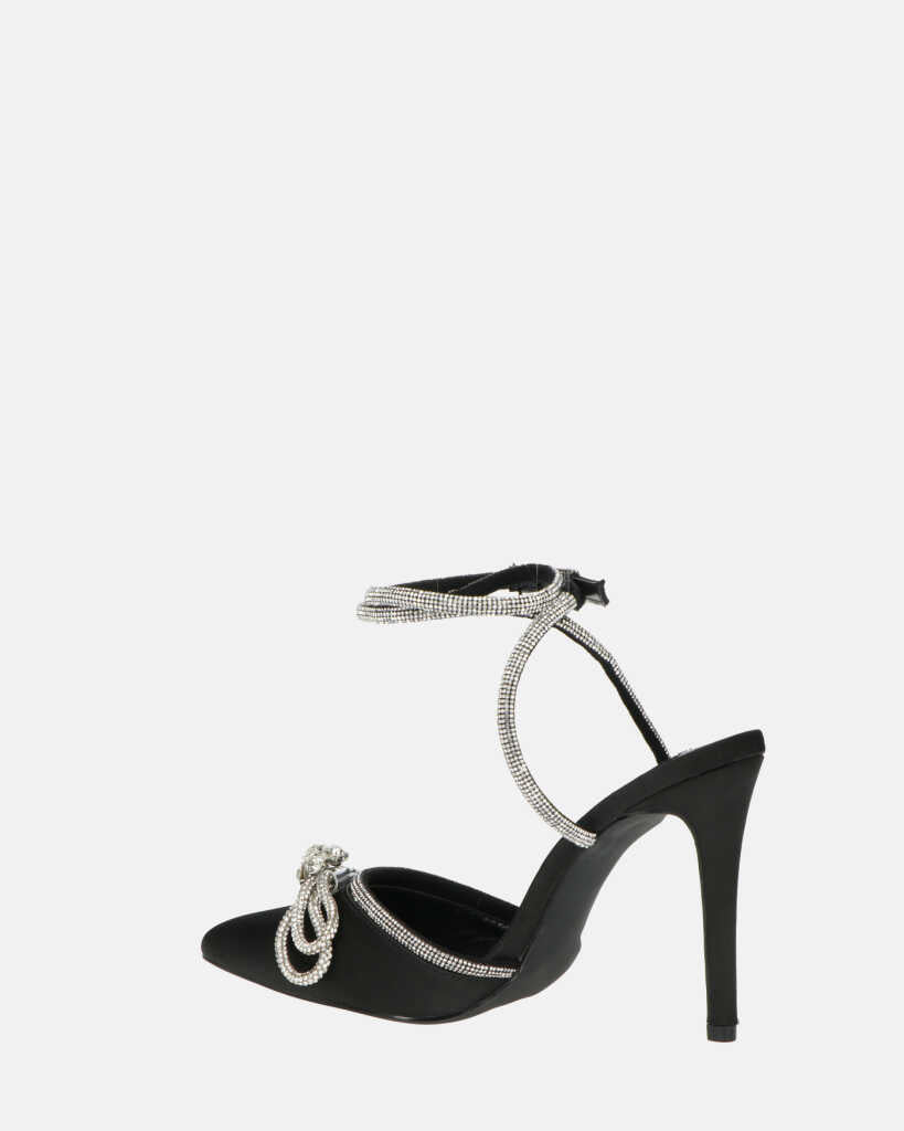 MARETA scarpe con tacco nere con brillantini e fiocco glitter