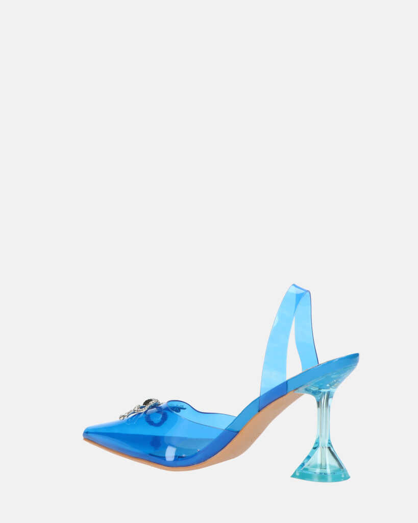 CONSUELO - tacchi in perspex blu con decorazioni in punta