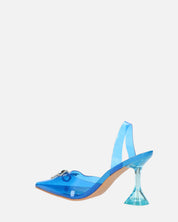 CONSUELO - tacchi in perspex blu con decorazioni in punta