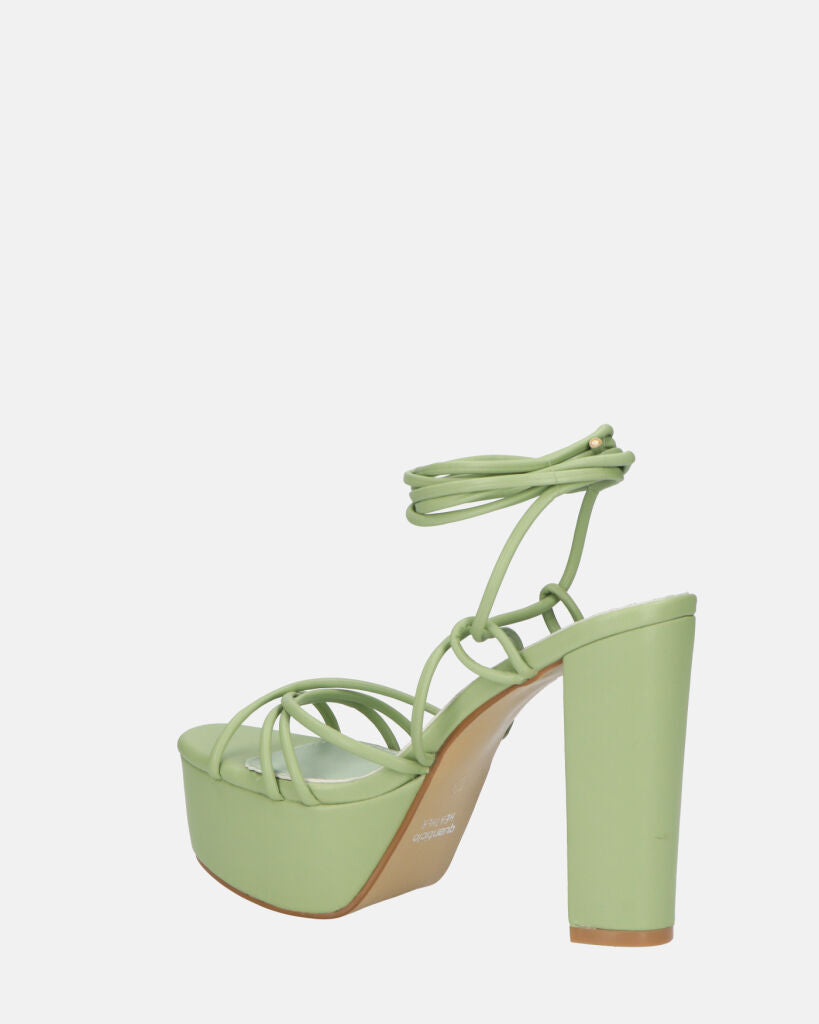 HEATHER - sandali platform in ecopelle verde con tacco alto