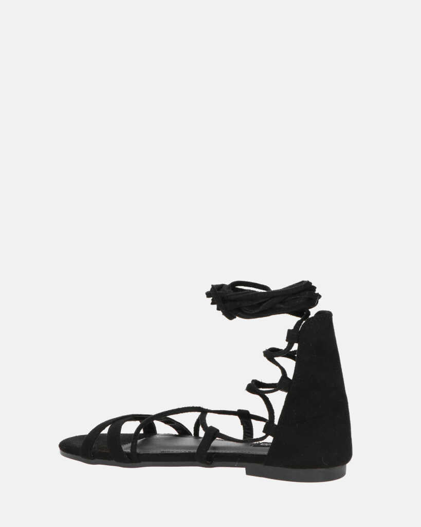 YANNA - sandali in camoscio nero con lacci