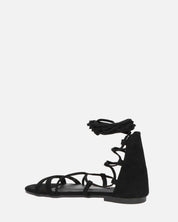 YANNA - sandali in camoscio nero con lacci