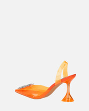 KENAN - scarpe in perspex arancio con decorazione di gemme in punta