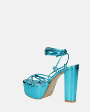 HEATHER - sandali platform in glassy blu elettrico con tacco alto