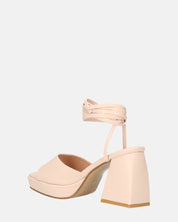 TOMI - sandali beige con lacci e tacco squadrato