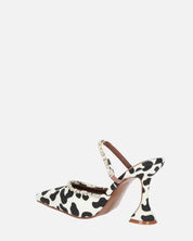 PERAL - scarpa con tacco in leopardato bianconero con gemme