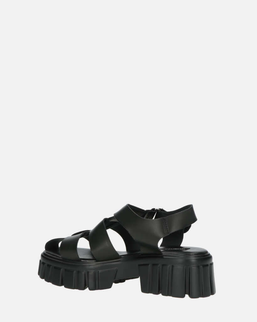 MACKENZIE - sandali platform con cinturini in ecopelle nera