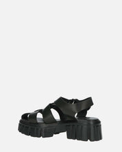 MACKENZIE - sandali platform con cinturini in ecopelle nera