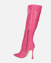 KAYLA - stivali alti con tacco in PU fucsia e cerniera laterale