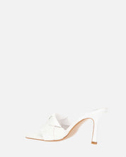 ENRICA - sandalo in pelle bianca intrecciata con tacco