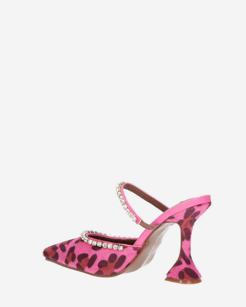 PERAL - scarpa con tacco in leopardato rosa con gemme