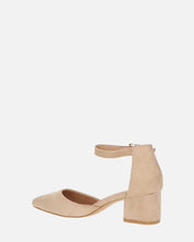 GINNY - sandalo in camoscio beige con tacco