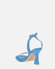 INDIA - sandali con tacco in camoscio azzurro con suola beige