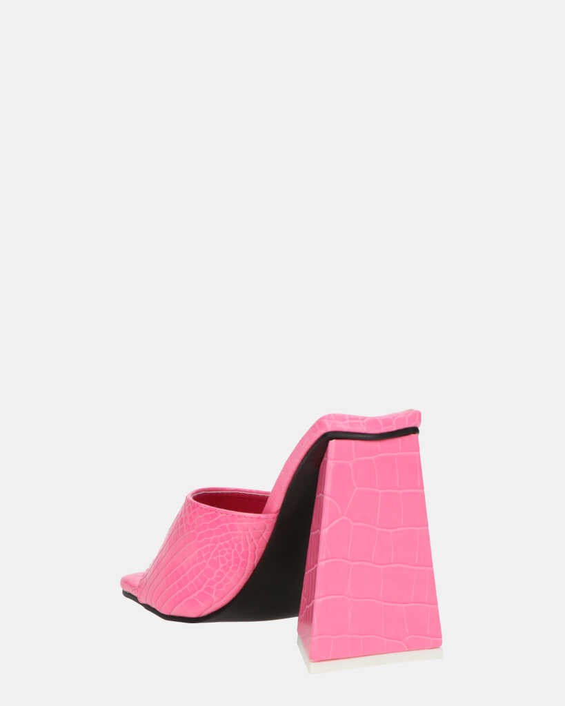BUKET - sandali con tacco in rosa coccodrillo