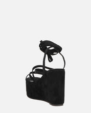 OLLIE - zeppa nera con lacci glitterati