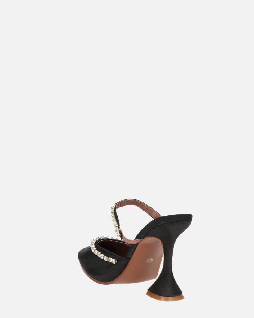 PERAL - scarpa con tacco in nero lycra con gemme