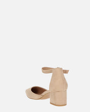 GINNY - sandalo in camoscio beige con tacco