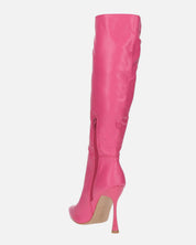 KAYLA - stivali alti con tacco in PU fucsia e cerniera laterale