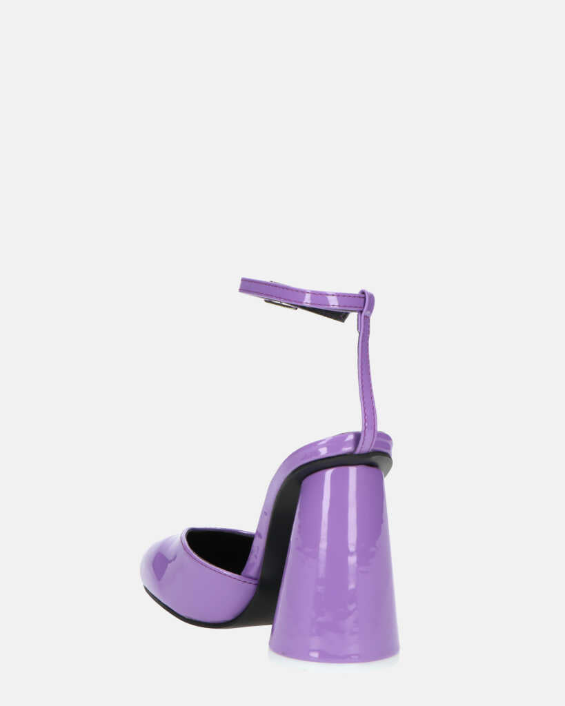MAYBELLE - sandali in glassy viola con tacco cilindrico