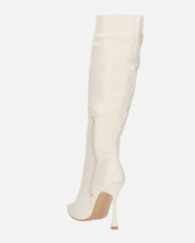 KAYLA - stivali alti con tacco in PU beige e cerniera laterale