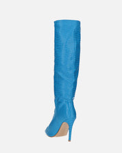 LOLY - stivale con tacco in coccodrillo blu