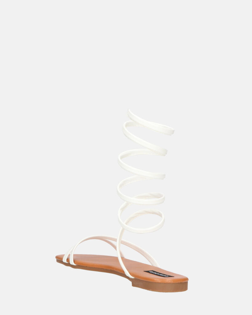 SIENNA - sandali con suola marrone e spirale bianca