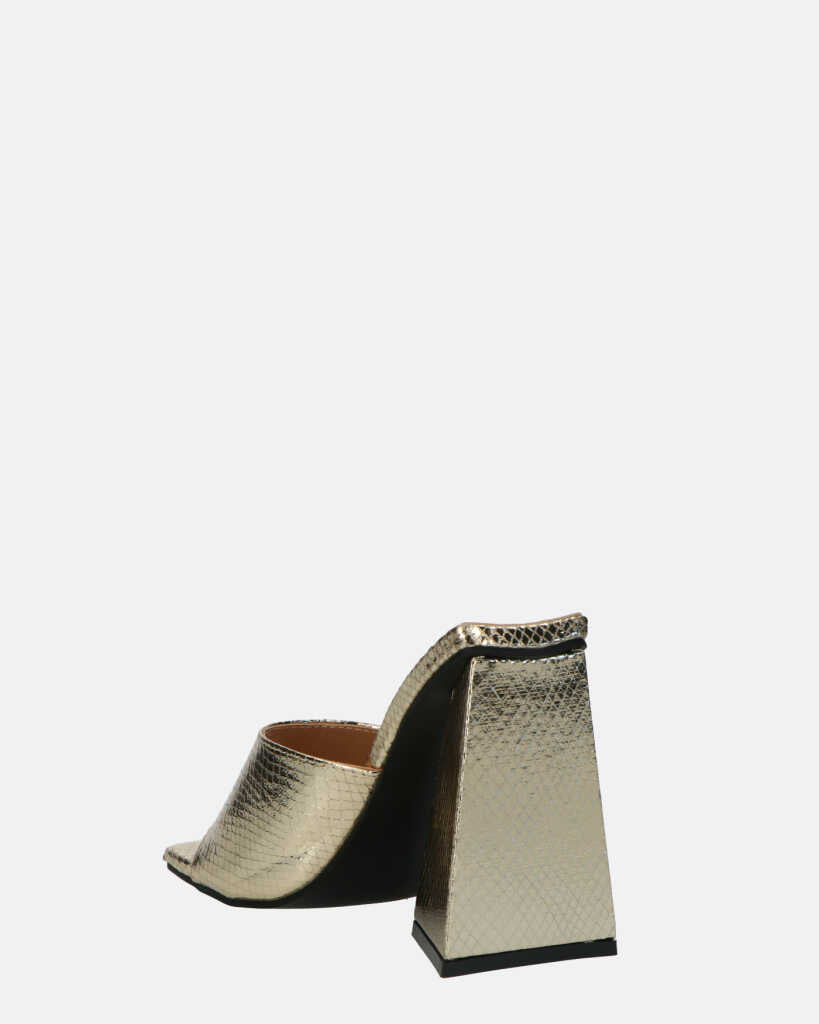 BUKET - sandali con tacco in oro pitonato