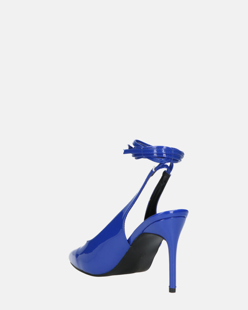 ADENIKE - décolleté con lacci in glassy blu