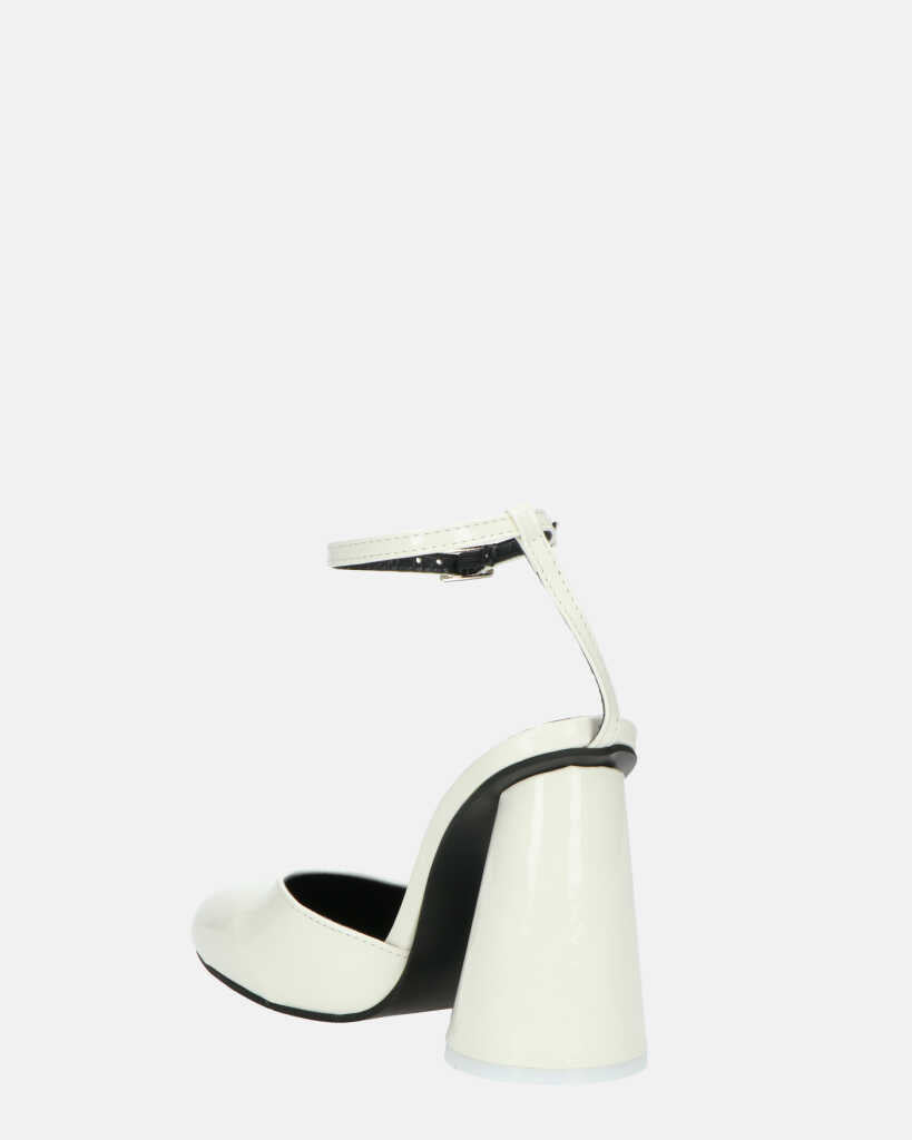 MAYBELLE - sandali in glassy bianco con tacco cilindrico