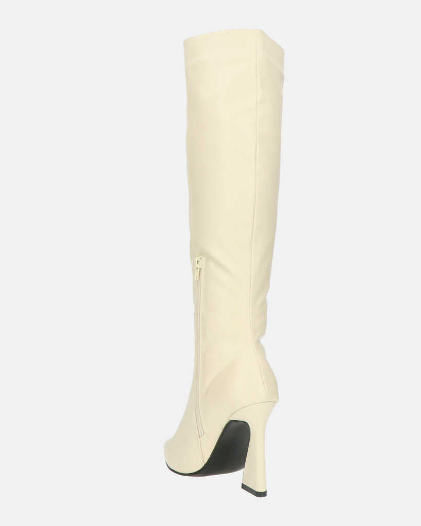 KELLY - stivale alto beige con cerniera laterale