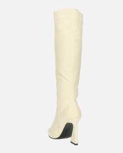 KELLY - stivale alto beige con cerniera laterale