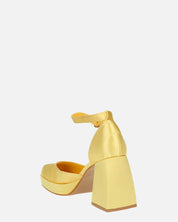 VIDA - scarpe con tacco squadrato in satin giallo