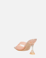 FIAMMA - sandalo con tacco in perspex beige con suola in PU