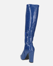 KSENIA - stivali alti con tacco in blu pitonato