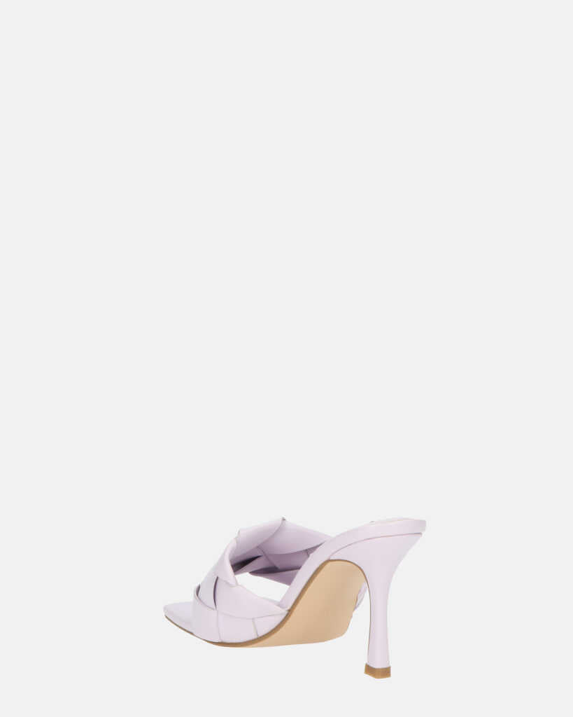ENRICA - sandale en cuir tressé violet avec talon