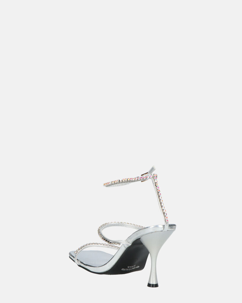 RAHA - sandali in glassy argento con gemme
