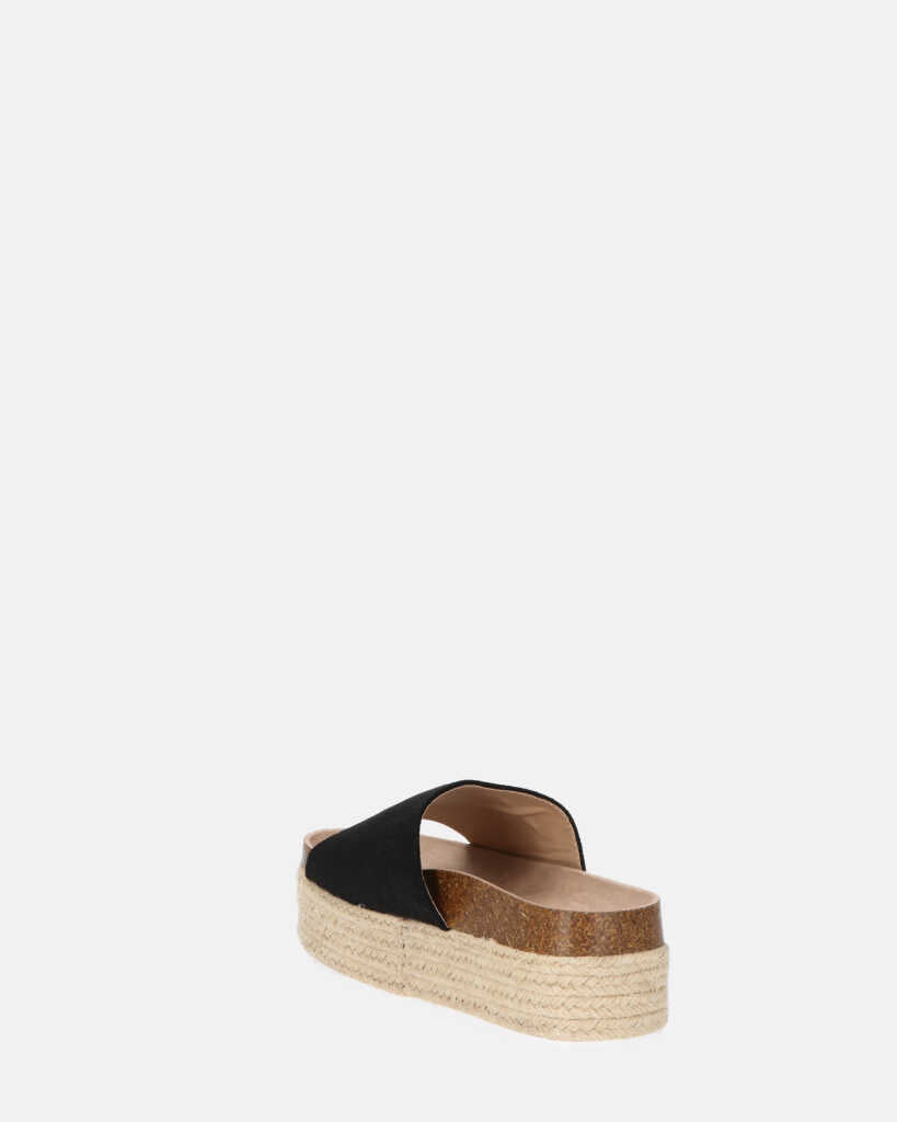 BRYANA - claquettes étoiles paille en noir