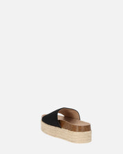 BRYANA - claquettes étoiles paille en noir